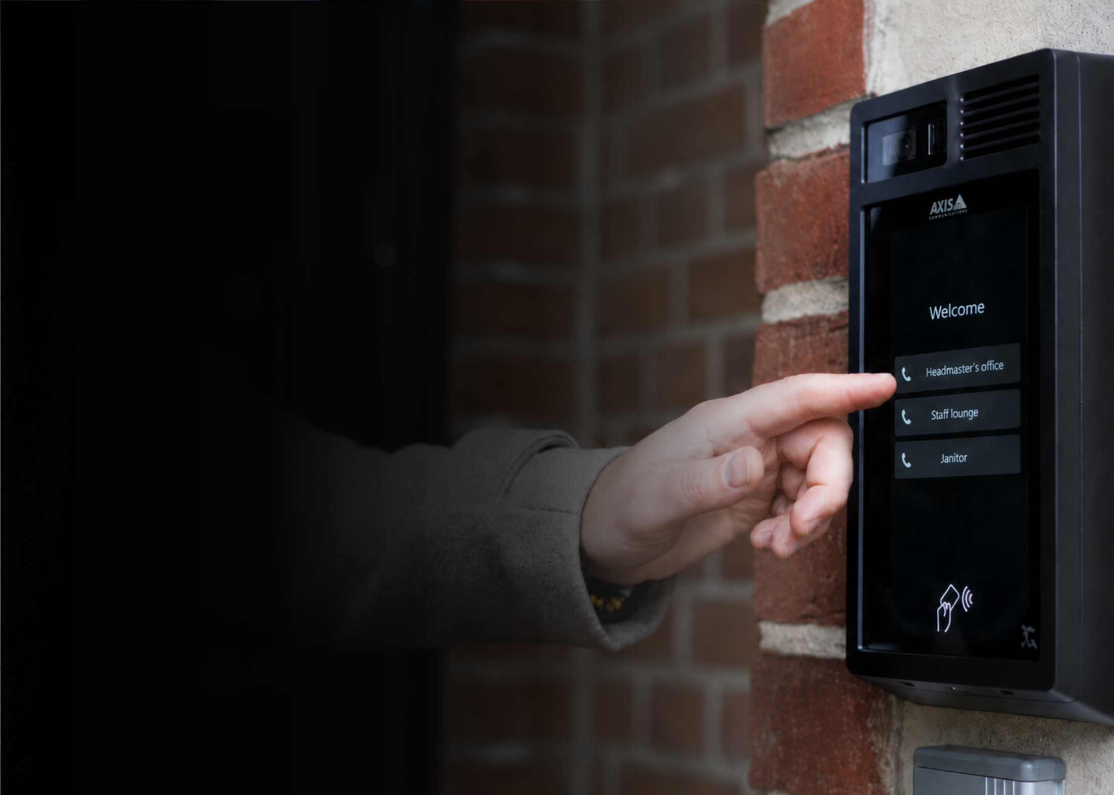 Image of a person's hand reaching out to the AXIS video intercom to make a call.  Text overtop reads"Commercial Intercom & Entry Systems 
That Give You Real Control

Modern entry systems for property managers, condo boards, 
and multi-entry buildings across Southern Ontario.

Outdated intercom systems create daily frustration for residents, property managers, visitors, service providers and board members. 
Open Road Systems Inc. designs, installs and supports modern entry systems that provide clear, professional and reliable access management.

Security Built For Your Property."